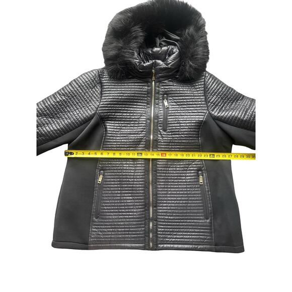 Michael Kors Faux Fur Hoodie Black Women Jacket Size 3X - Picture 3 of 6